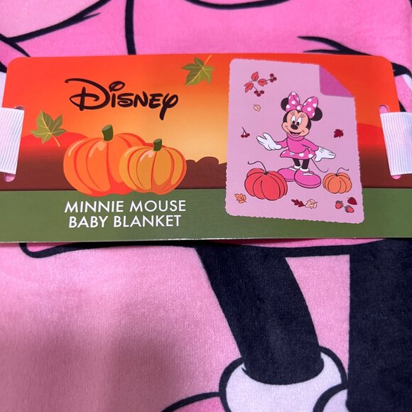 Cute Halloween baby blanket Disney Minnie Mouse Fall Autumn Pumpkin 30” X 40” - Picture 3 of 5